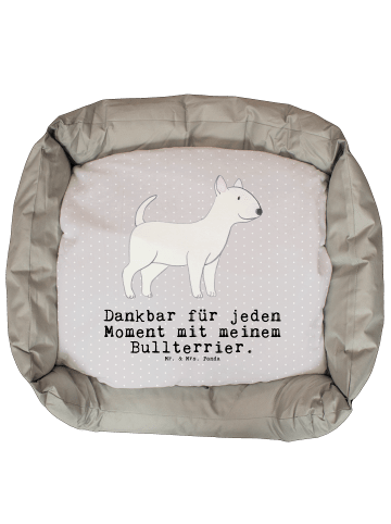 Mr. & Mrs. Panda Hundebett Bullterrier Moment mit Spruch in Grau Pastell