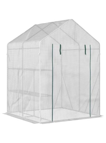 Outsunny Foliengewächshaus 143L x 143B x 195H cm Weiß