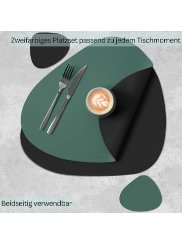 Sänger TISCHSET - Kunstleder, Doppelseitig - Schwarz/Grün - 44x37cm - 12 Stück