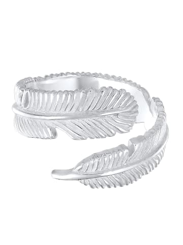 Elli Ring 925 Sterling Silber Boho, Feder in Silber