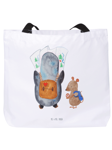 Mr. & Mrs. Panda Tote Bag Pinguin & Maus Wanderer ohne Spruch in Weiß