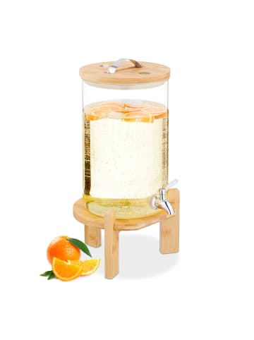 relaxdays Getränkespender in Transparent/ Natur - 8 Liter
