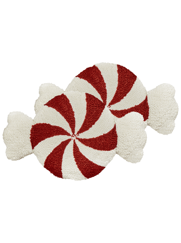 Beliani 2er-Set Dekokissen SPIRAL CANDY in Rot/Weiß