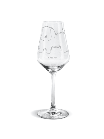 Mr. & Mrs. Panda Weißwein Glas Hund Flauschig ohne Spruch in Transparent