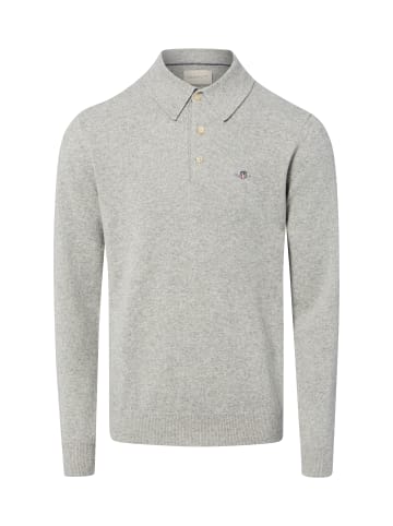 Gant Strickpoloshirt in hellgrau - 0001