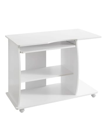 KADIMA DESIGN Computertisch GRASSE rollbar 90 x 71 x 50 cm mit Tastaturauszug, in Weiß