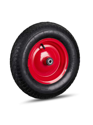 relaxdays 2x Schubkarrenrad "4.80 4.00-8" in Schwarz/ Rot