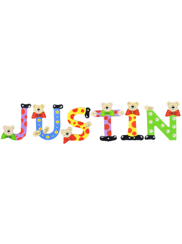 Playshoes Deko-Buchstaben "JUSTIN" in bunt