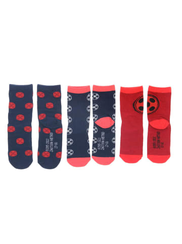 COFI 1453 Miraculous Ladybug Socken für Kinder – 3-Pack Sneaker Söckchen in mehrfarbig