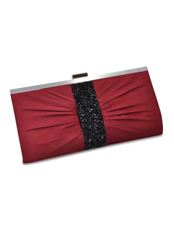 Steuer Modeschmuck Steuer Abendtasche Bordauxfarbene Satin-Optik mit Strassbesatz in rot