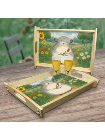 Mr. & Mrs. Panda Dekotablett Chinchilla Blume Design ohne Spruch in Weiß