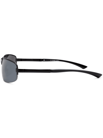 styleBREAKER Rechteckige Halbrand Sonnenbrille in Schwarz / Grau getönt