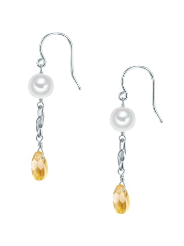 Valero Pearls Ohrhänger Sterling Silber Glas Süßwasser-Zuchtperle in silber