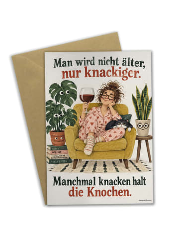 Mr. & Mrs. Panda Geburtstagskarte Frau sitzend Design mit Spruch in Weiß