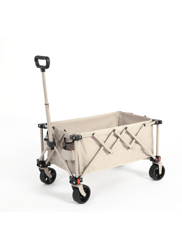 ABRIHOME Klappbarer Gartenwagen in Beige mit All Terrain Rädern und verstellbarem Griff