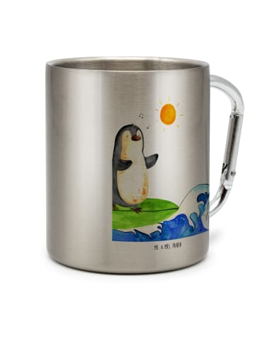 Mr. & Mrs. Panda Becher Pinguin Surfer ohne Spruch in Silber