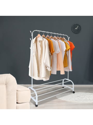 relaxdays Kleiderständer in Weiß - (B)110 x (H)160 x (T)40 cm