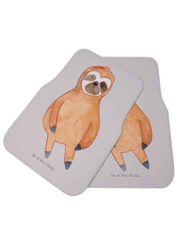 Mr. & Mrs. Panda Fußmatte Fürs Auto Faultier Zufrieden ohne Spruch in Grau Pastell