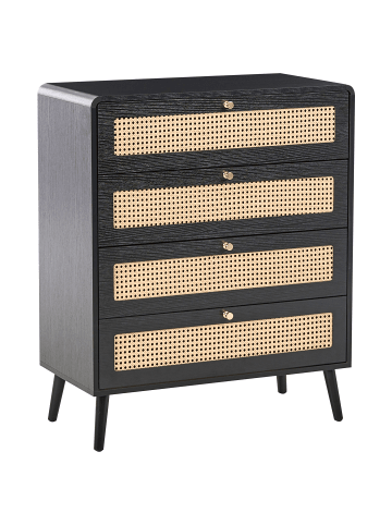 Beliani Kommode MOURA in Schwarz/Braun/Gold - (W) 77 x (H) 98 x (L) 40 cm