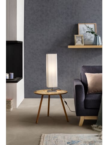 SalesFever Tischleuchte 60 cm eckig mit Plissee-Lampenschirm in Weiß