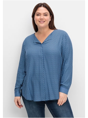 sheego Bluse in tiefblau gemustert