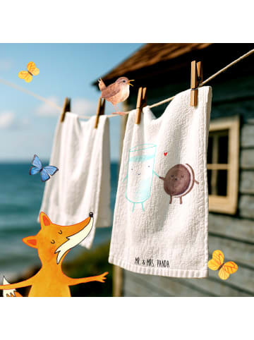 Mr. & Mrs. Panda Gästehandtuch Milch Keks ohne Spruch in Weiß