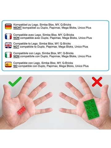 Katara 520 Steine Bausteine Platte Kompatibel LEGO®, Sluban, Papimax, Q-Bricks & mehr in hellgrau