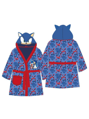 Sonic Sonic the Hedgehog Bademantel mit Kapuze Gürtel & Tasche für Jungen in Blau