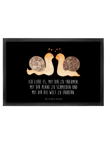 Mr. & Mrs. Panda Schmutzfangmatte Schnecken Liebe mit Spruch in Schwarz