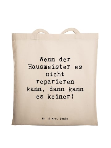 Mr. & Mrs. Panda Shopping Tasche Spruch Hausmeister Hilfe mit Sp... in Creme