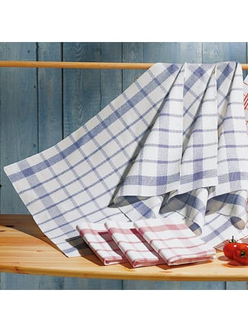 Erwin Müller Halbleinen, Leinen / Halbleinen Geschirrtuch 3er-Pack in weiß-blau