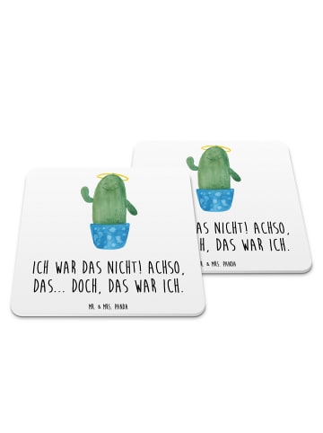 Mr. & Mrs. Panda Untersetzer für Gläser Kaktus Heilig mit Spruch in Weiß