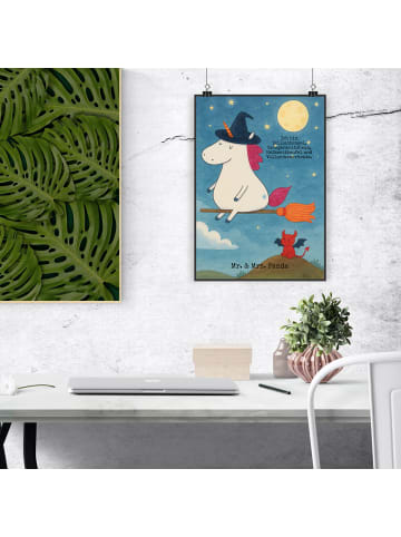 Mr. & Mrs. Panda Wandbild Einhorn Hexe Design mit Spruch in Weiß