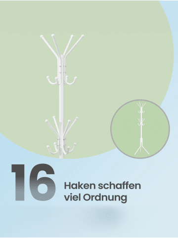 SONGMICS Garderobenständer Alan in Weiß - (B)43 x (H)175 x (T)48 cm