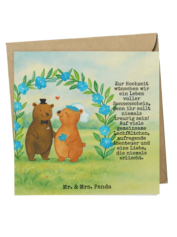 Mr. & Mrs. Panda Klappkarte Bären Hochzeit Design mit Spruch in Weiß