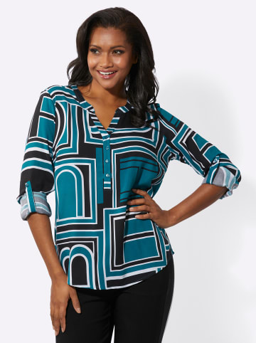 WITT WEIDEN Druckbluse in aquapetrol-schwarz