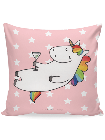 Mr. & Mrs. Panda Kissen 40x40 Einhorn Blümchentail ohne Spruch in Rot Pastell