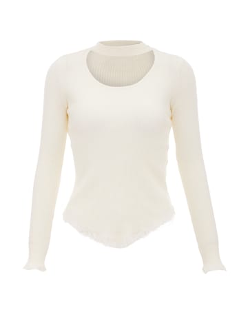 ebeeza Damen Strickpullover in Wollweiss