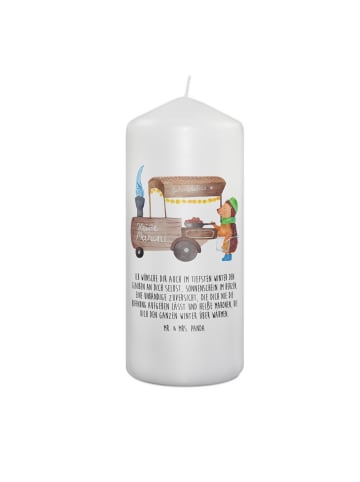 Mr. & Mrs. Panda Stumpenkerze Igel Maronen mit Spruch in Weiß