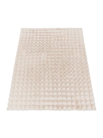 KADIMA DESIGN Hochflor Teppich Shaggy waschbar Unifarben Struktur Schlafzimmer in Creme