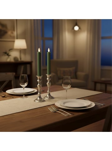 relaxdays 4 x LED Stabkerzen in Khaki