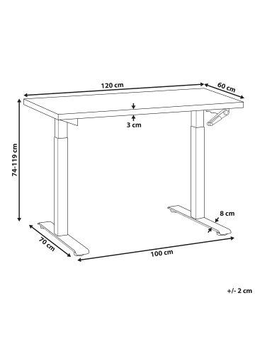 Beliani Höhenverstellbarer Schreibtisch DESTINES in Braun/Schwarz