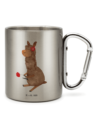 Mr. & Mrs. Panda Tasse Alpaka Blume ohne Spruch in Silber