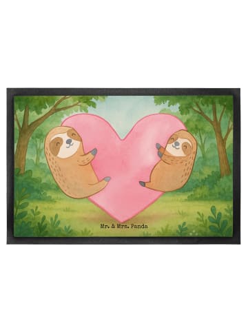 Mr. & Mrs. Panda Fußabstreifer Faultiere Herz Design ohne Spruch in Weiß