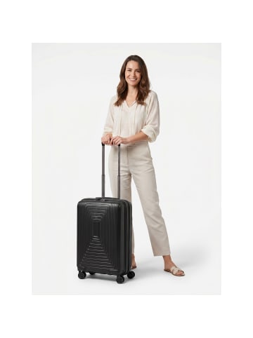 Redolz Essentials 14 4 Rollen Kabinentrolley 55 cm mit Dehnfalte black metallic