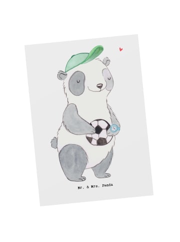 Mr. & Mrs. Panda Postkarte Fußballtrainer Herz ohne Spruch in Weiß