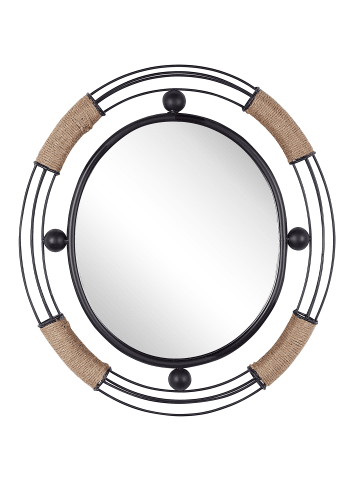 Beliani Dekospiegel MOULINS in Schwarz/Beige - (W) 50 x (H) 55 x (L) 3 cm