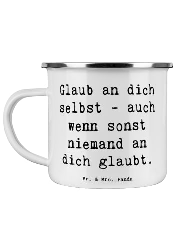 Mr. & Mrs. Panda Becher Emaille Spruch Glaube an dich selbst mit... in Weiß