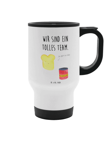 Mr. & Mrs. Panda Thermobecher To Go Toast Marmelade mit Spruch in Weiß