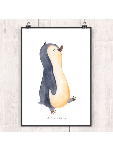 Mr. & Mrs. Panda Poster Pinguin mHerzieren ohne Spruch in Weiß